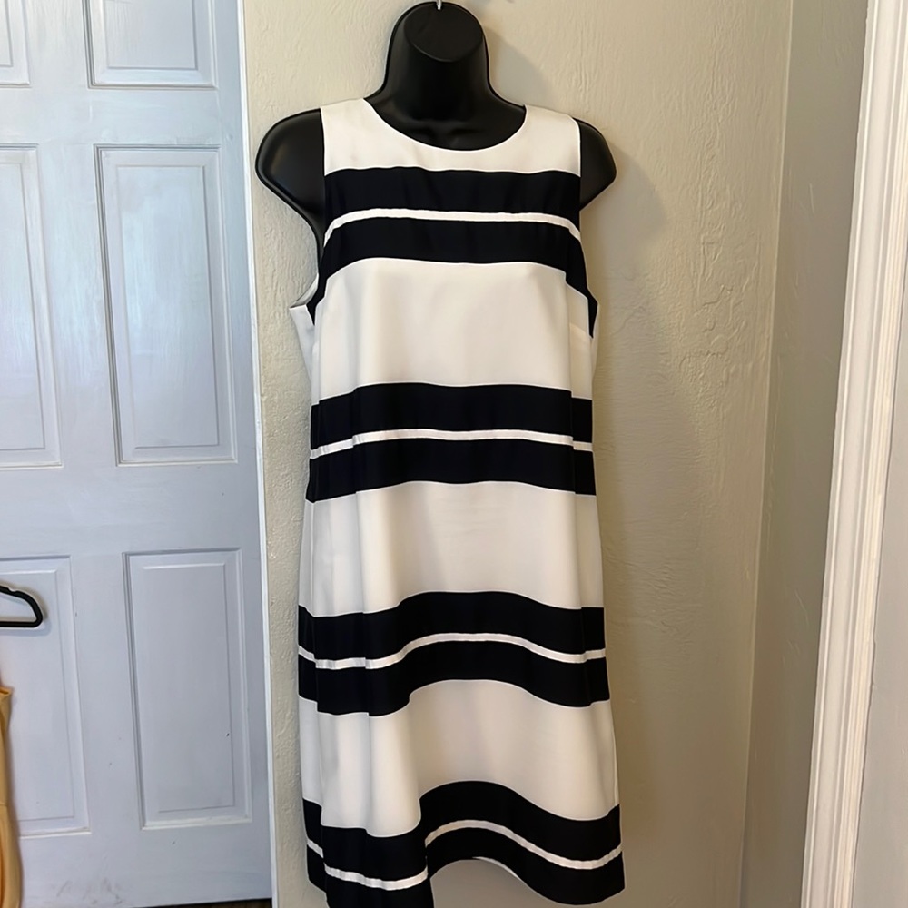 Ann Taylor Navy& White Sleeveless Dress sz 8